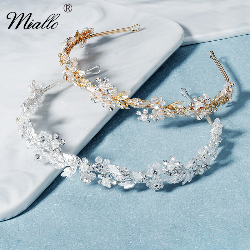 Wedding Hair Jewelry Miallo Fashion Flower Crystal Headbands for Women Hair Accessories Silver Color Crown Wedding Bridal Hair Jewelry Headpiece Gift 