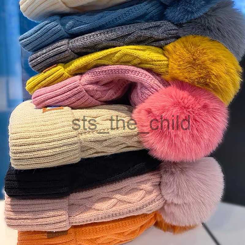 Beanie/Skull Caps Women Hat High Quality Add Fur Lined Pompoms Winter Hat Stylish Wool Beanie Hats For Women Warm Thick Streetwear Knitted Cap x0907