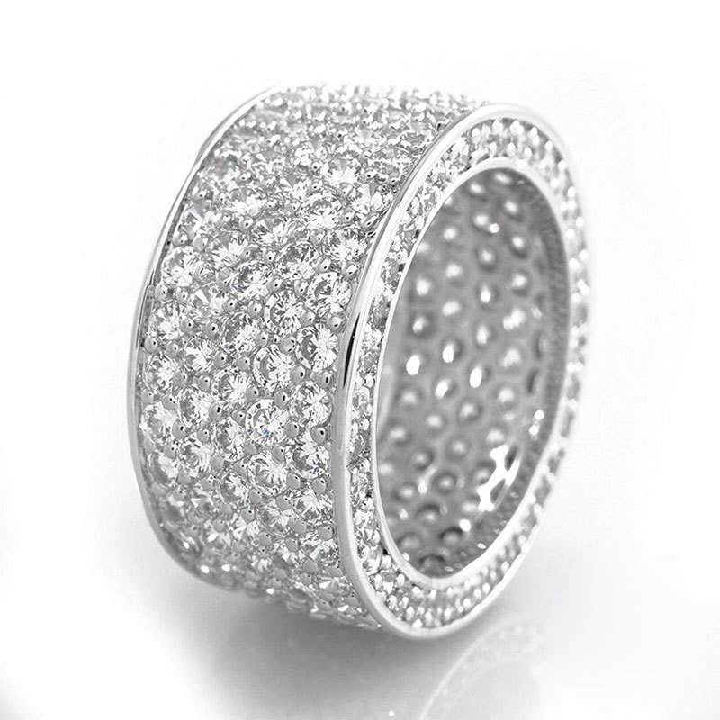 Eternity Full AAAAA Zircon Finger Ring 925 Sterling Silver Party Wedding band Rings for Women Men Promise Engagement Jewelry