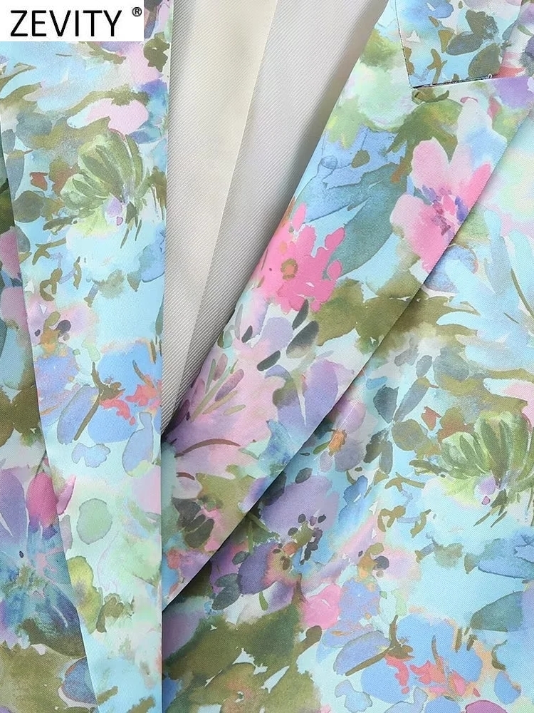 Womens Suits Blazers ZEVITY Women Fashion Floral Print Buttons Blazer Coat Vintage Long Sleeve Flap Pockets Female Outerwear Chic Vestes CT3797 230906