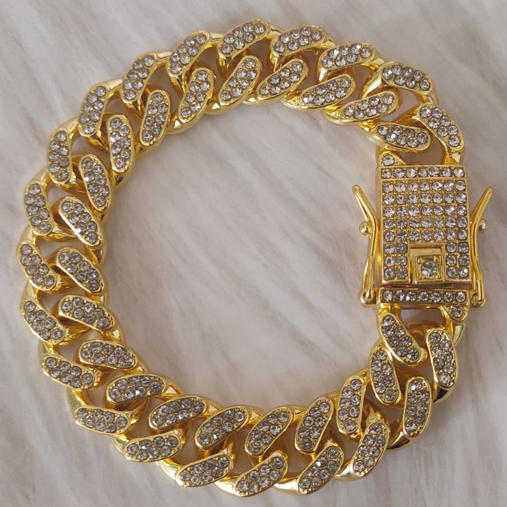 Bangle 13mm Crystal Miami Iced Out Cuban Link Chain Bracelet For Men Women Full Charms Hip Hop Jewelry Chain wholesale Gift 230907