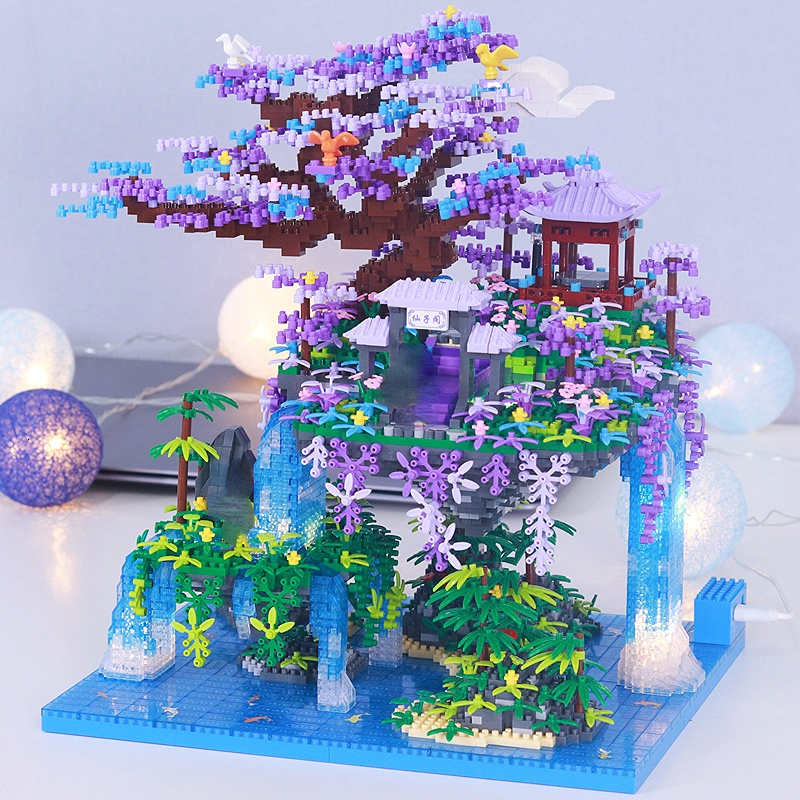 Aircraft Modle 4574PCS Guanghan Fairy Pavilion Building Blocks DIY Diamond Toys Chinese Architecture Bricks for Boys Girls Gift 230907