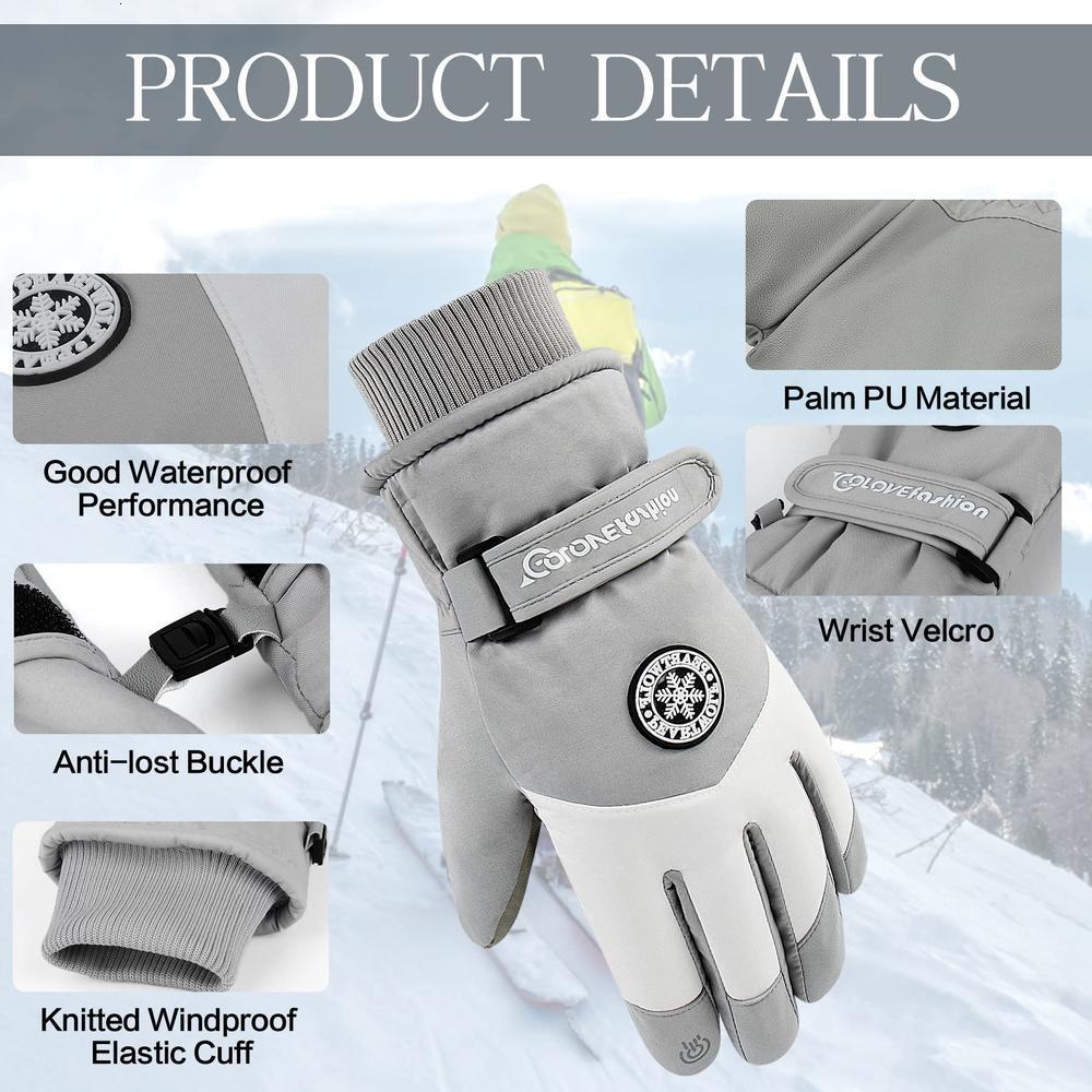 Ski Gloves Waterproof Ski Gloves Women Winter Touch Screen Snow Gloves Fleece Lined Warm Thermal Gloves for Snowboard Skiing Running Cycl 230907