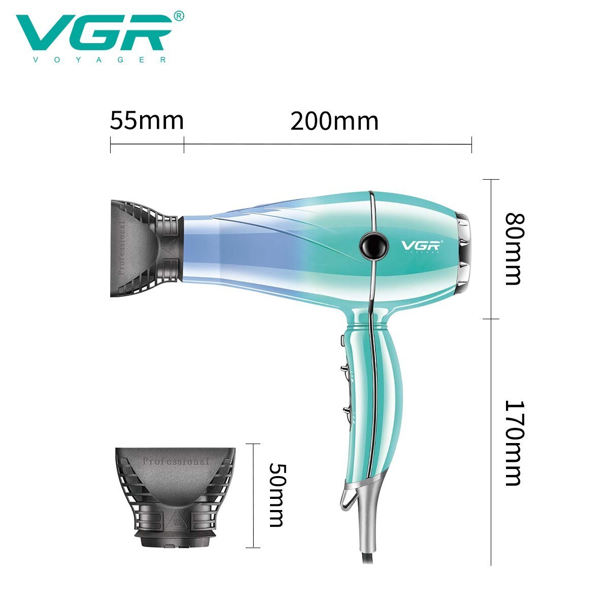 Other Massage Items VGR Hair Dryer Professional 2400W High Power Overheating Protection Strong Wind Drying Care Styling Tool V452 230906