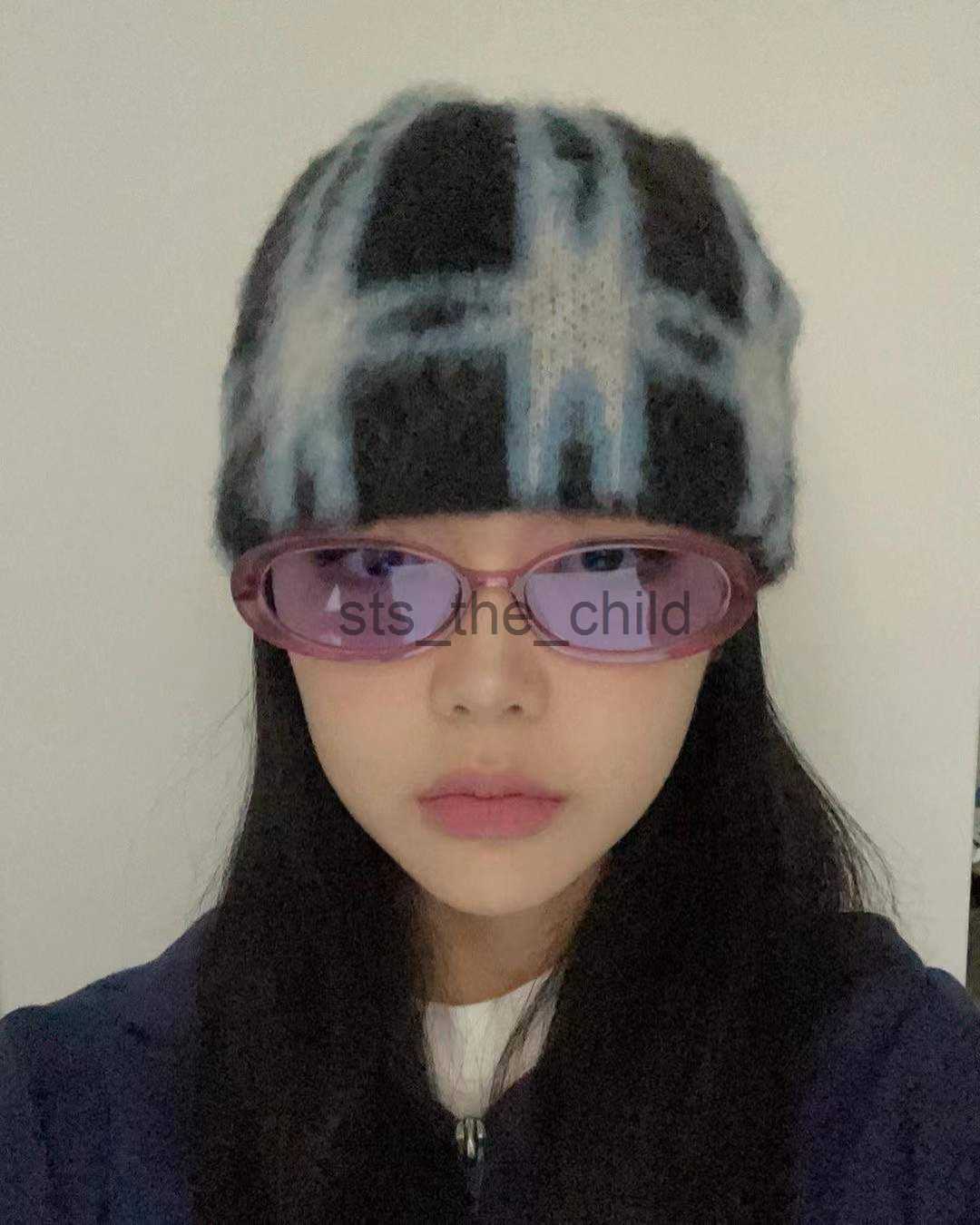 Beanie/Skull Caps Autumn Vintage Casual Fashion Knitted Skullies Personality Versatile Star Plaid Pattern Knit Hat Cold Hat Beanies x0907 x0908