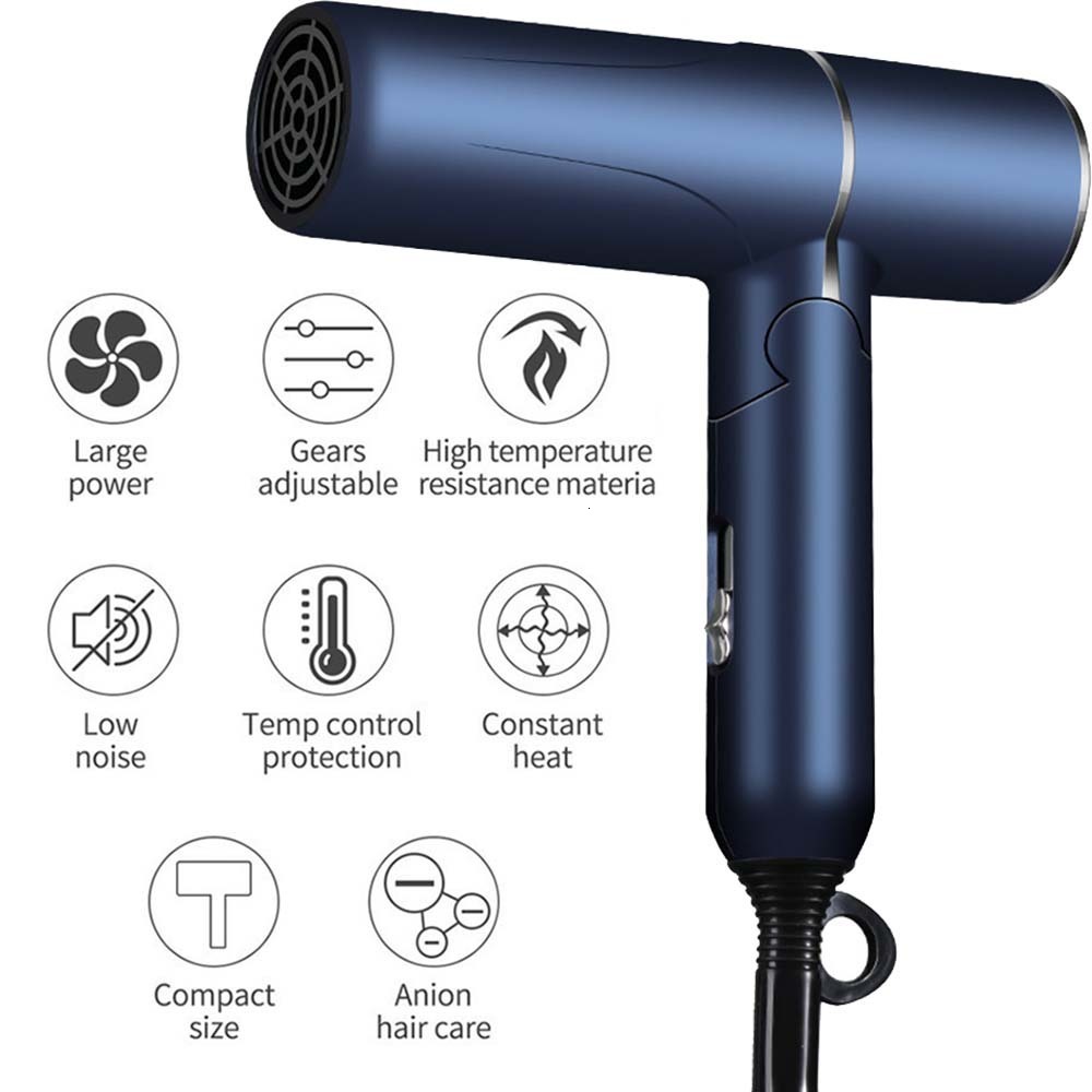 Hair Dryers Blue Light Negative Ion Dryer Travel Mini 1000W Professional Folding Blow Drier Cold Wind Air Blower Salon Tools 230906