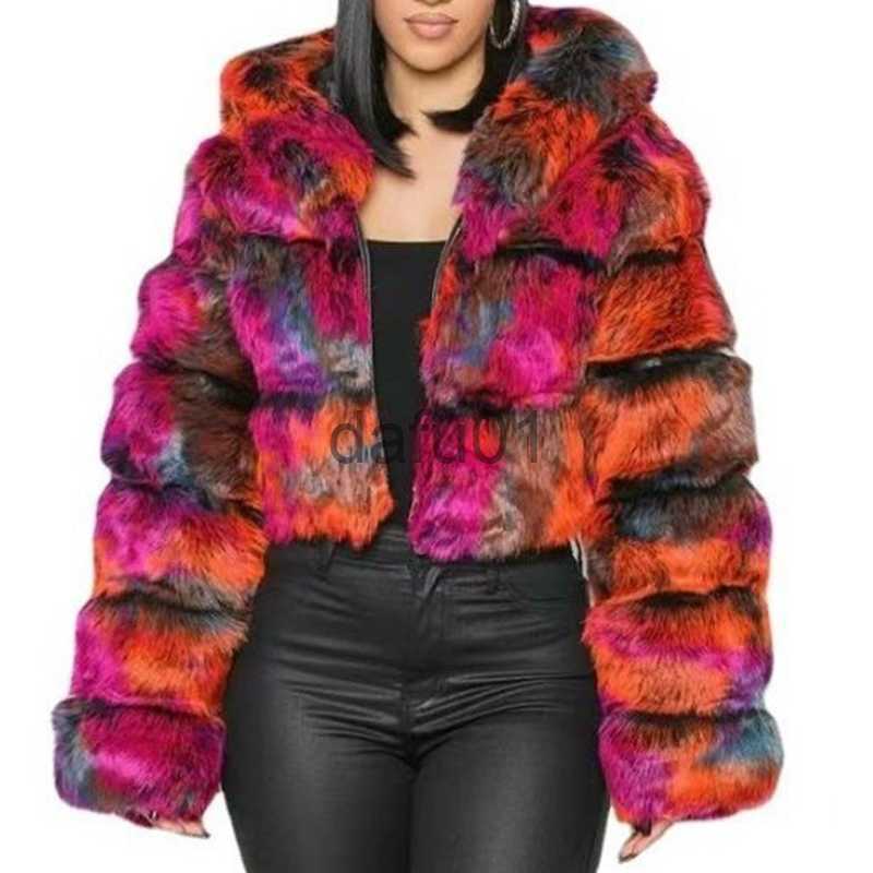 Womens Fur Faux Fur Red Raccoon Fur Coat Winter Furry Cropped Faux Fur Coats and Jackets Women Fluffy Top Coat Hooded Zip Short Fur Jacket Fashion x09