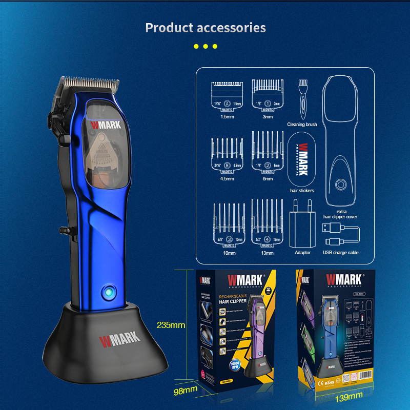 Electric Shavers 2023 WMARK NG9003 High Speed Professional Hair Clipper Microchipped Magnetic Motor 9000RPM 9V With Charge Stand 230906