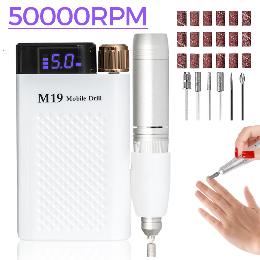 Nail Manicure Set Nail Drills for Acrylic Nail Professional 50000rpm Electric Nail File Machine for Home and Salon Rechargeable Efile for Gel Nail 230