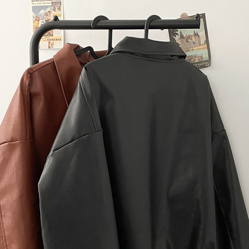 Men's Jackets PU Leather Jackets Men Bomber Coats American Retro Streetwear Chic Handsome Zip-Up Y2k Clothes Cool Pure Minimalist Chaqueta 230906