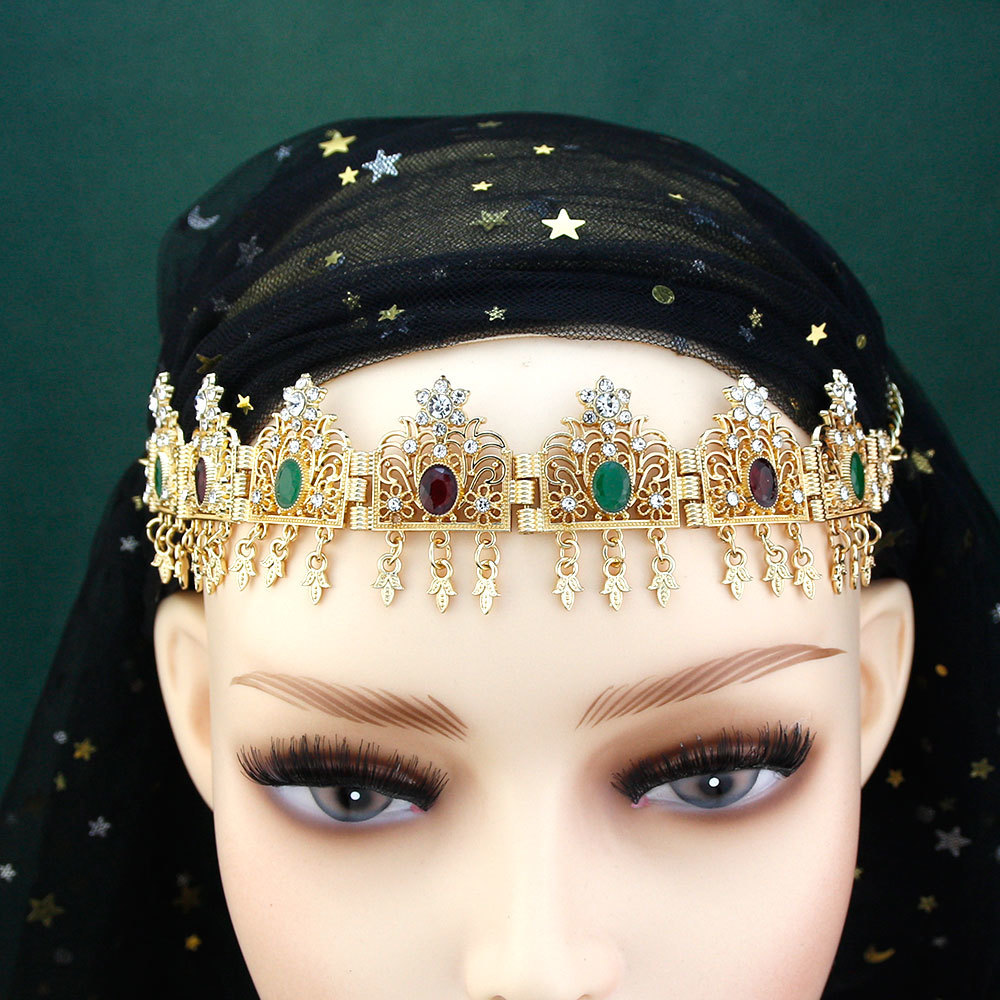 Wedding Hair Jewelry Sunspicems Algeria Tassels Forehead Chain Hairband Bride Crown Hair Chain Hairware Morocco Women Wedding Jewelry Hair Pieces 2309