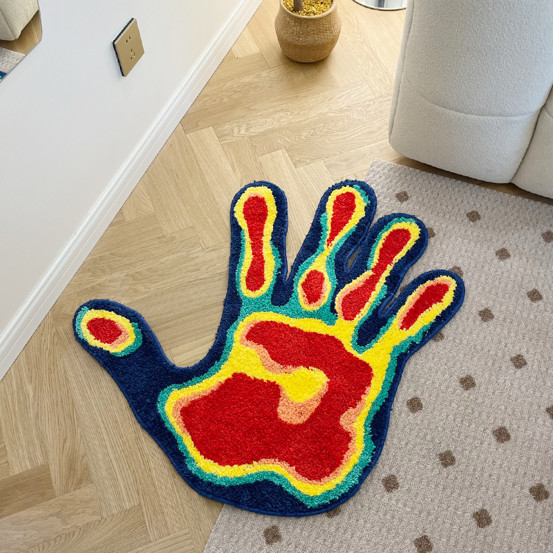 Carpets Handmade Palm Rug Shape Tufted Carpet Plush Fluffy Soft Multiple Color Home Decor Living Room Bedroom Room Aesthetic 230906