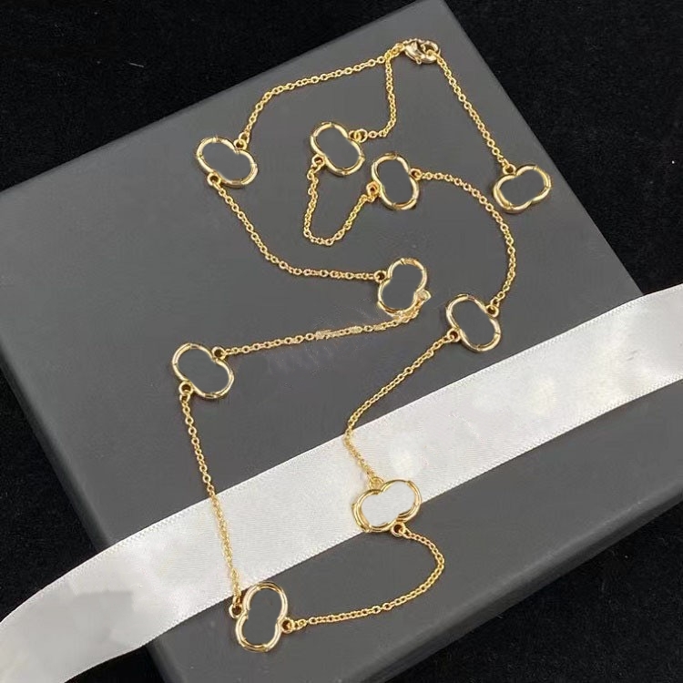 Jewelry Necklaces white Plated 925 Silver Graduated Luxury Brand Designers Letters Geometric Famous Women Round Crystal Rhinestone Gold YiLiYa 109
