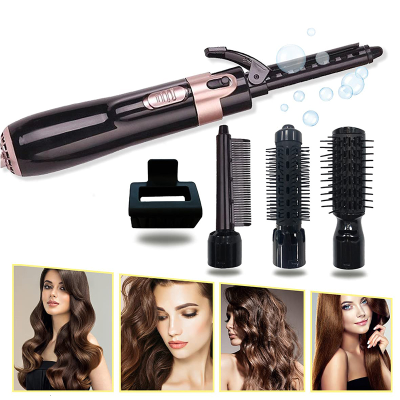 Hair Dryers Air Brush 4 Head Replaceable Dryer Comb One Step Blower Strong Wind Electric Straightener Roller Curler Styling Tools 230906