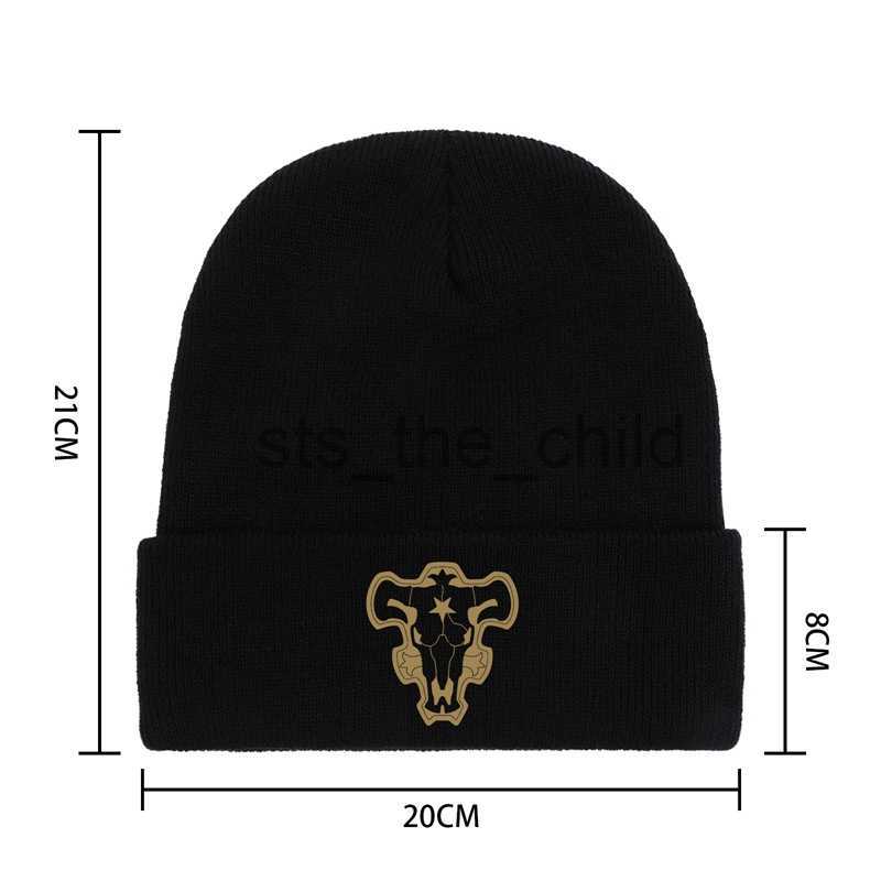 Beanie/Skull Caps Anime Black Clover Winter Warm Adult Bouncy Hats Outdoor Leisure Student Knit Hat Unisex Kids Cartoon Printing Knitted Cap Gifts x09