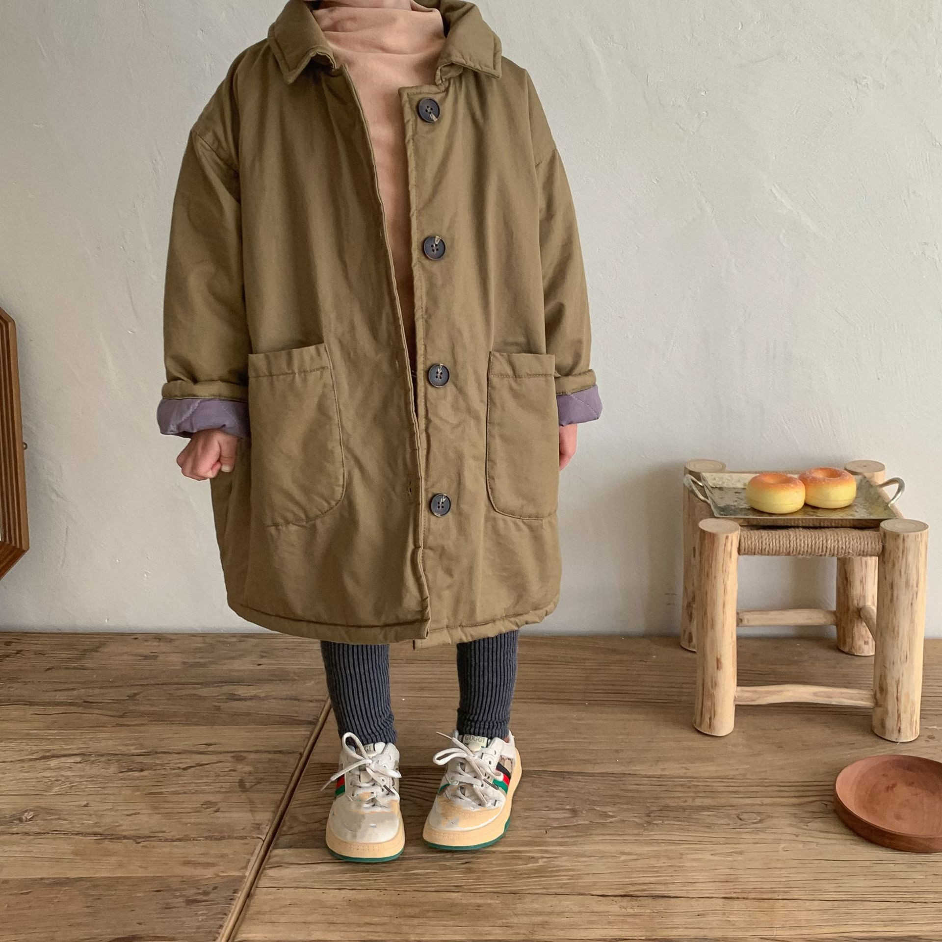 Down Coat Style New Winter Children Long Cotton Padded Coats Warm Thicken Solid Color Parkas Kids Casual Outerwear R230905