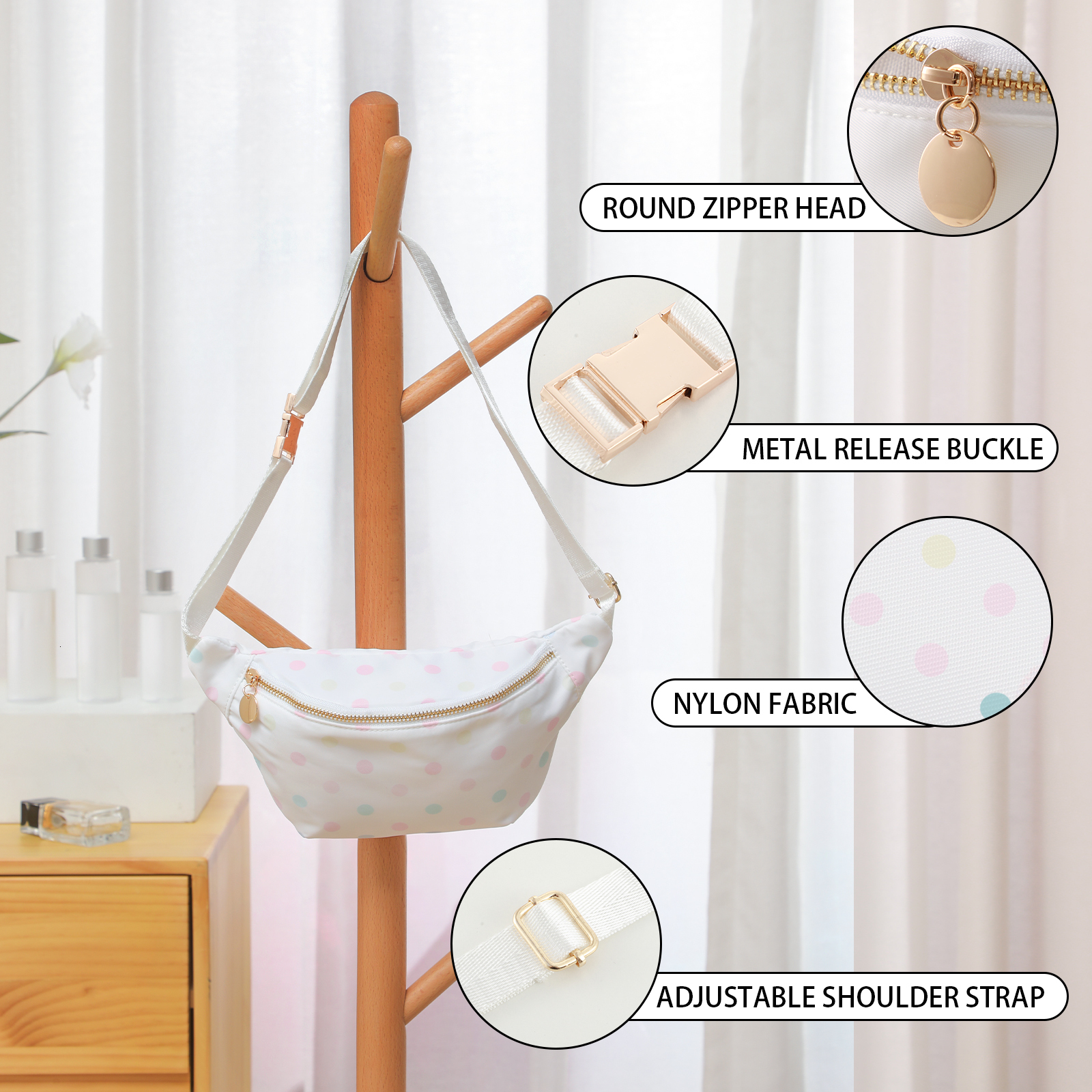 Waist Bags Women Fanny Pack Nylon Belt Bag Fashion Adult Waist Pack Zipper Bum Bag Adjustable Lightweight Multifunction Water-Resistant 230907