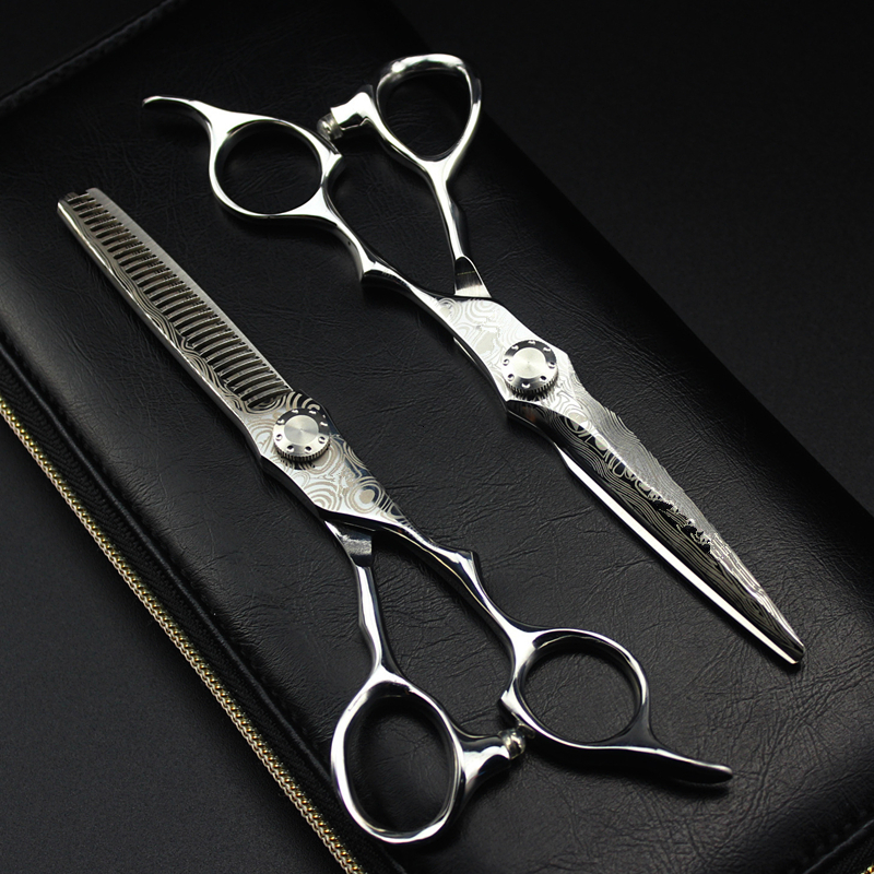 Scissors Shears professional Damascus 6 '' hair scissors cutting scissor barber tools haircut thinning shears set hairdressing 230906