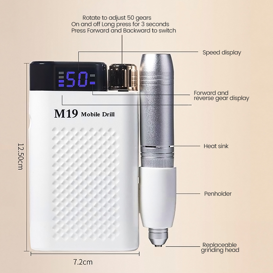 Nail Manicure Set Nail Drills for Acrylic Nail Professional 50000rpm Electric Nail File Machine for Home and Salon Rechargeable Efile for Gel Nail 230