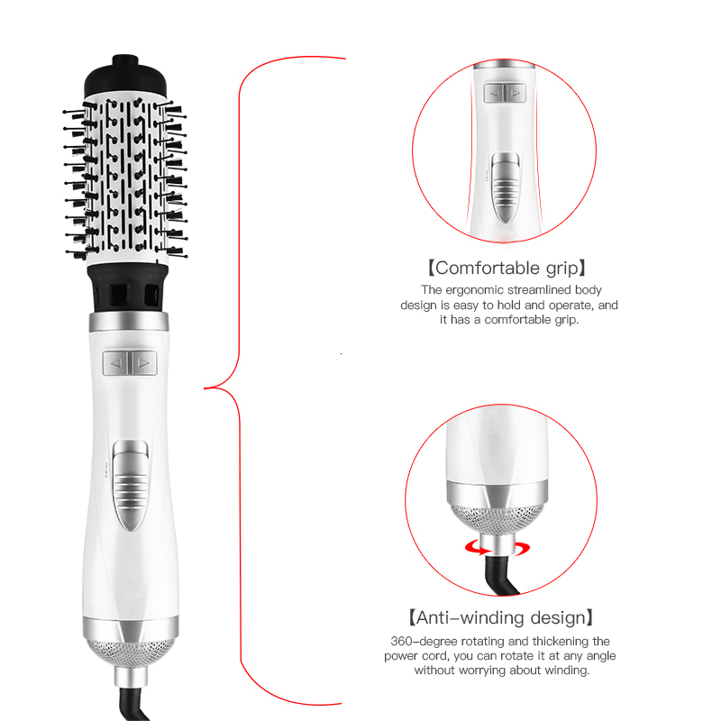 Hair Dryers 3 in 1 Rotating Electric Straightener Brush Curler Dryer Air Comb Negative Ion HairAir Brushes 230906