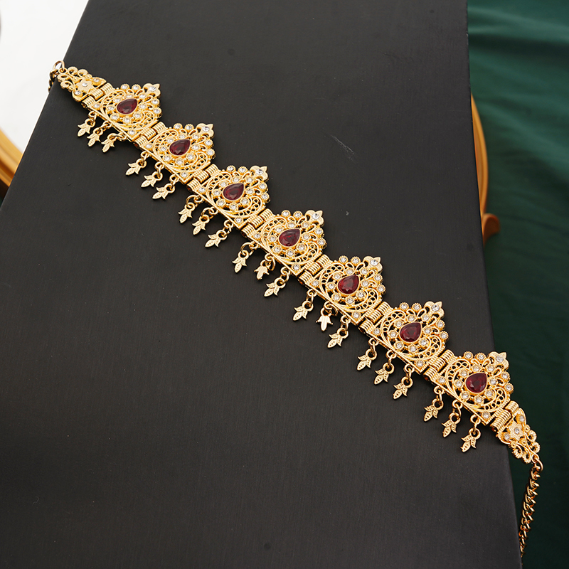 Wedding Hair Jewelry Algeria Wedding Jewelry Hair Chain Gold Color Crystal Tassel Headband Forehead Chain Crown Womens Gifts Tiara Bands Accessories 2