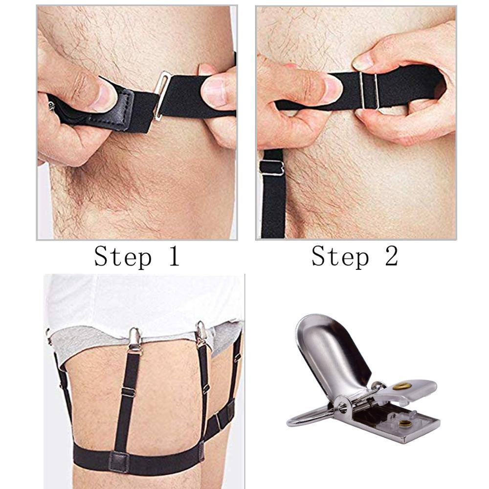 Suspenders 1 Pair Men Shirt Stays Belt with Nonslip Locking Clips Keep Shirt Tucked Leg Thigh Suspender Garters Belt 230907