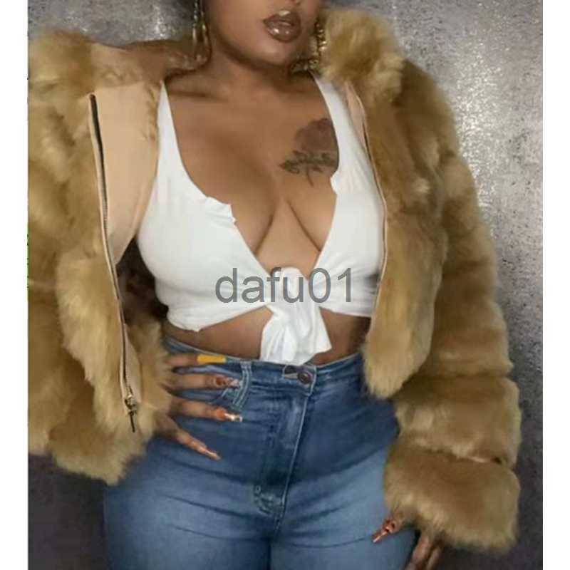Womens Fur Faux Fur Red Raccoon Fur Coat Winter Furry Cropped Faux Fur Coats and Jackets Women Fluffy Top Coat Hooded Zip Short Fur Jacket Fashion x09