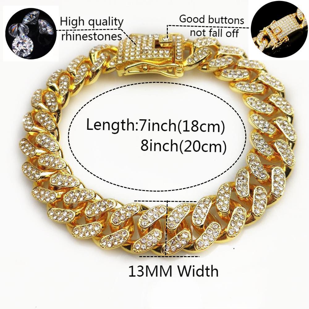 Bangle 13mm Crystal Miami Iced Out Cuban Link Chain Bracelet For Men Women Full Charms Hip Hop Jewelry Chain wholesale Gift 230907