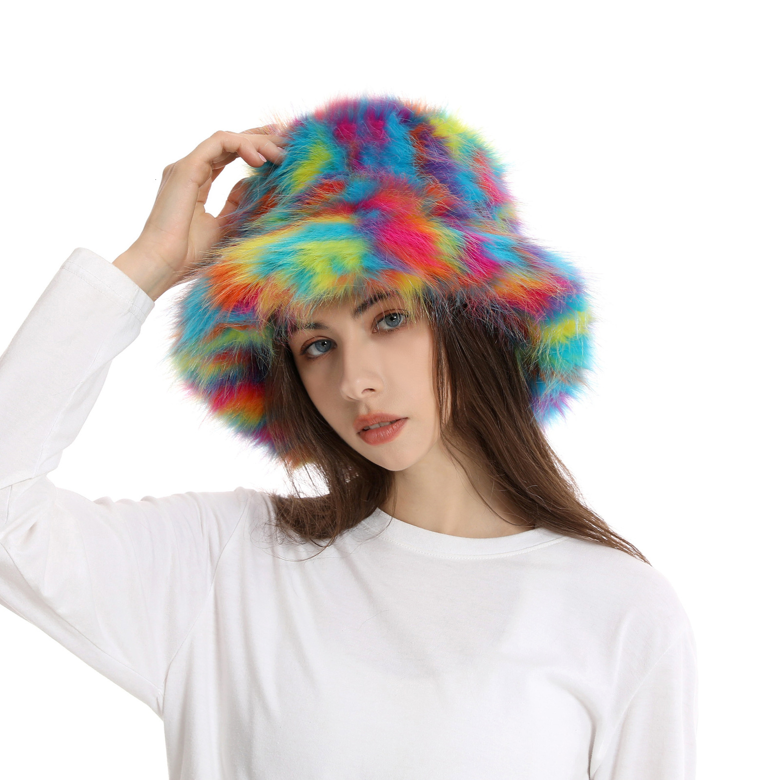 Wide Brim Hats Bucket Hats Fur hat Women's elegant autumn and winter fur Bucket hat Korean version high class warm hat cover cap 230906
