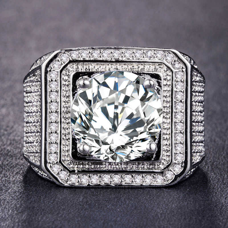 Solitaire Ring Milangirl Big Hip Hop Men Out Bling Square Ring Pave Setting CZ Wedding Engagement Rings Top Quality 230907