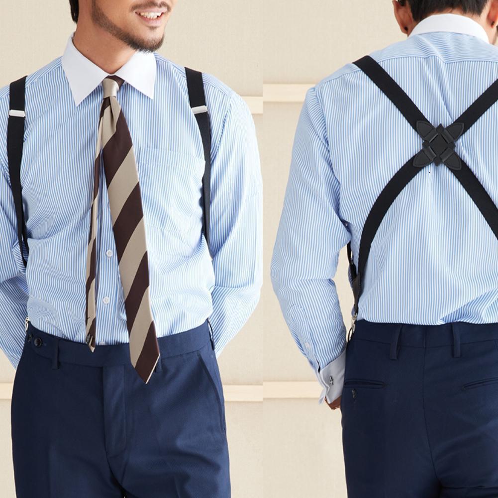 Suspenders Men's Suspenders Adjustable Braces X Shape Elastic Strap Side Clip Crossover Adult Suspensorio Trousers Apparel Accessories 230907