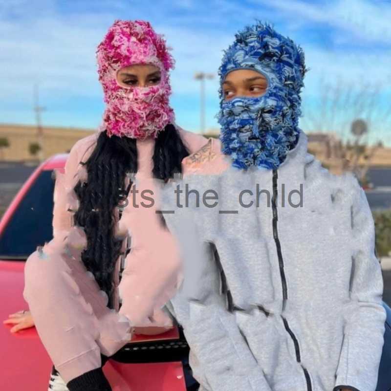Beanie/Skull Caps Knit Distressed Balaclava Distressed Knitted Full Face Wool Cap Warm Ski Mask Ski Balaclava Fuzzy Balaclava Camouflage Balaclava x09