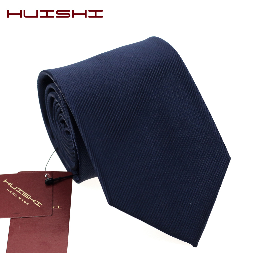 Neck Ties HUISHI 8CM 8 Styles Mens Solid Dark Blue Color Neck Tie 6cm Waterproof Jacquard Necktie Daily Wear Cravat Wedding Party For Men 230907