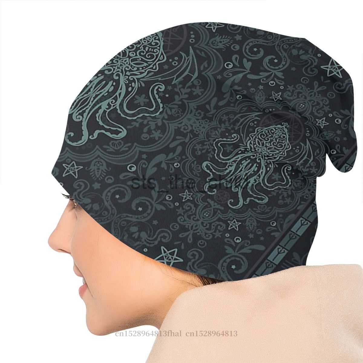 Beanie/Skull Caps Cool Bonnet Homme Winter Warm Knitted Hat Cthulhu Mythos Lovecraft Horror Great Old Ones Skullies Beanies Caps For Men Women x0907 x