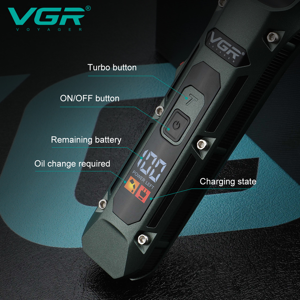 Electric Shavers VGR Hair Clipper Professional Trimmer Cordless Barber Cutting Machine Digital Display Haircut for Men V696 230906