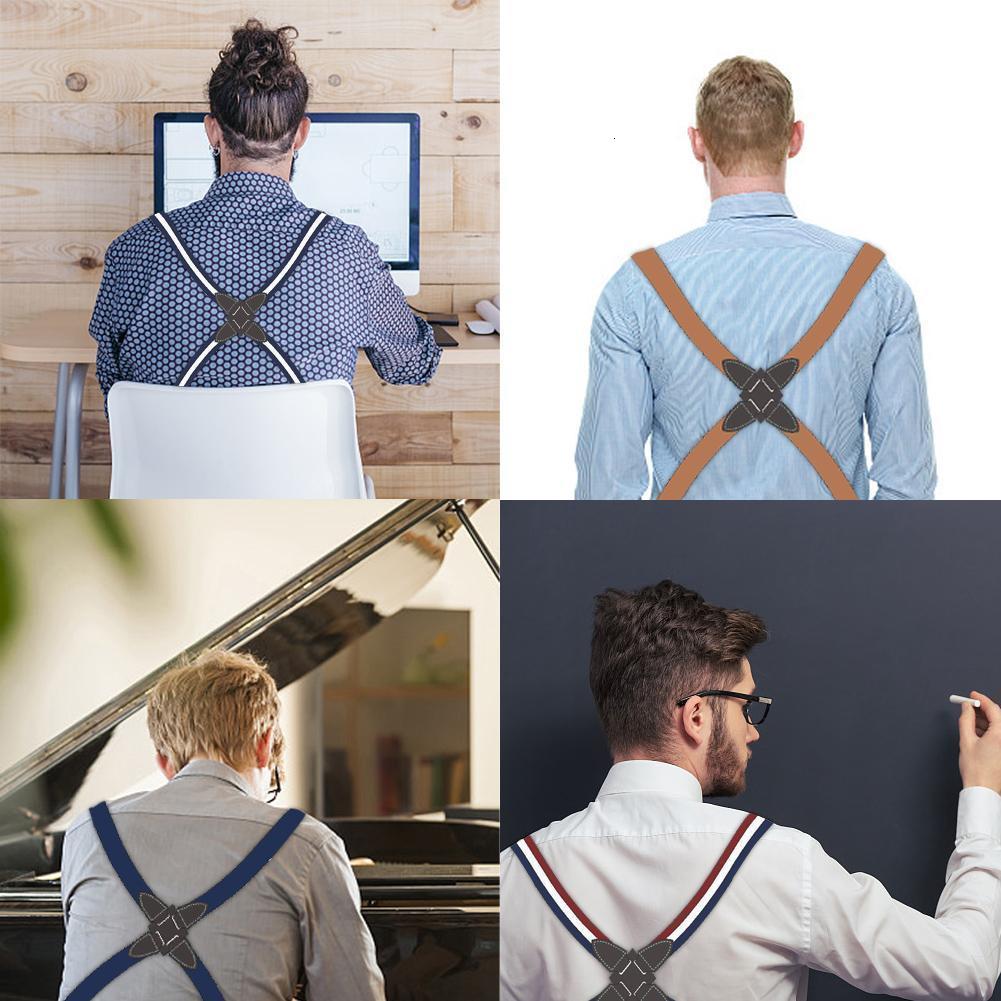 Suspenders Men's Suspenders Adjustable Braces X Shape Elastic Strap Side Clip Crossover Adult Suspensorio Trousers Apparel Accessories 230907
