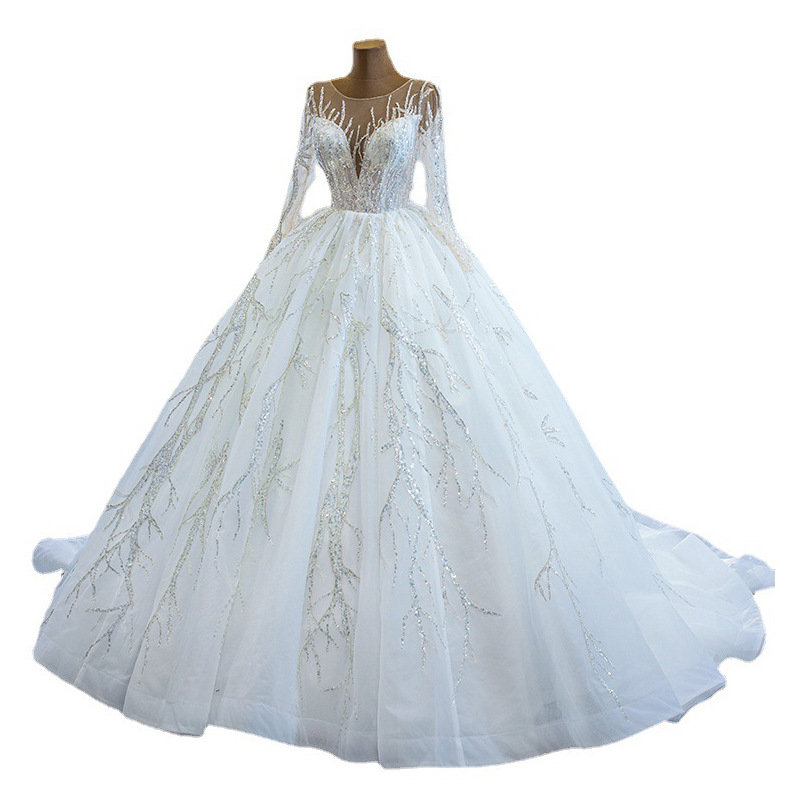 Gorgeous Crystals Design Wedding Dresses New A-Line Ruffles Sweetheart Applique Gown Chapel Train Dress Lace Sequined Shiny Retro Bridal Gowns 403