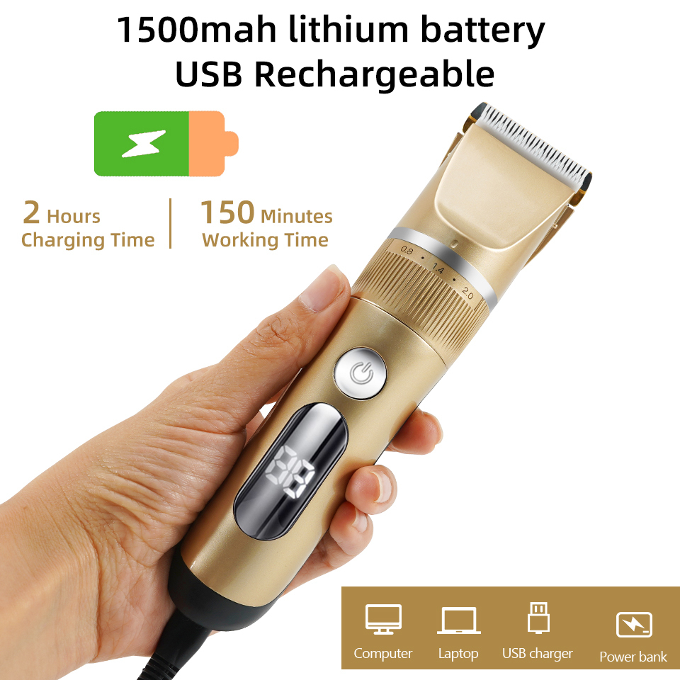 Electric Shavers Hair Clipper Trimmer Cordless Shaver Men Barber Cutting Machine for Rechargeable USB LCD Display 230906