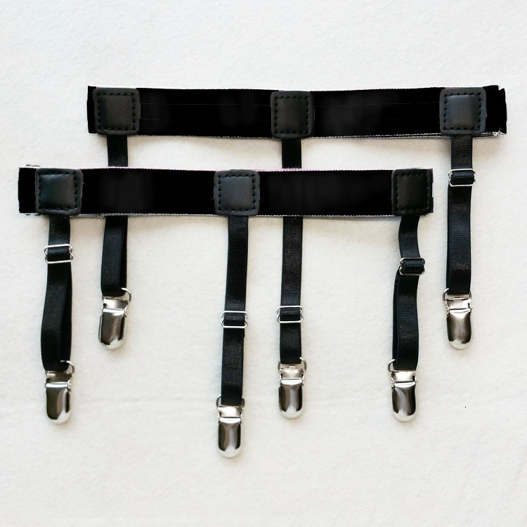 Suspenders 2Pcs Men Shirt Stays Belt Nonslip Locking Clips Keep Shirt Tucked Leg Thigh Suspender Garters Strap Adjustable Locking Clamps 230907