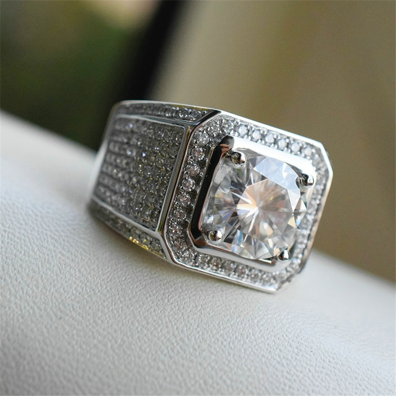 Solitaire Ring Milangirl Big Hip Hop Men Out Bling Square Ring Pave Setting CZ Wedding Engagement Rings Top Quality 230907