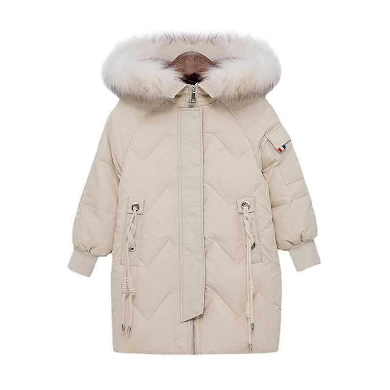 Down Coat Winter Warm Windproof Girls Plain Long Hooded Thick Jacket School Kids Down Coats Child Outerwear 3-14Years R230905