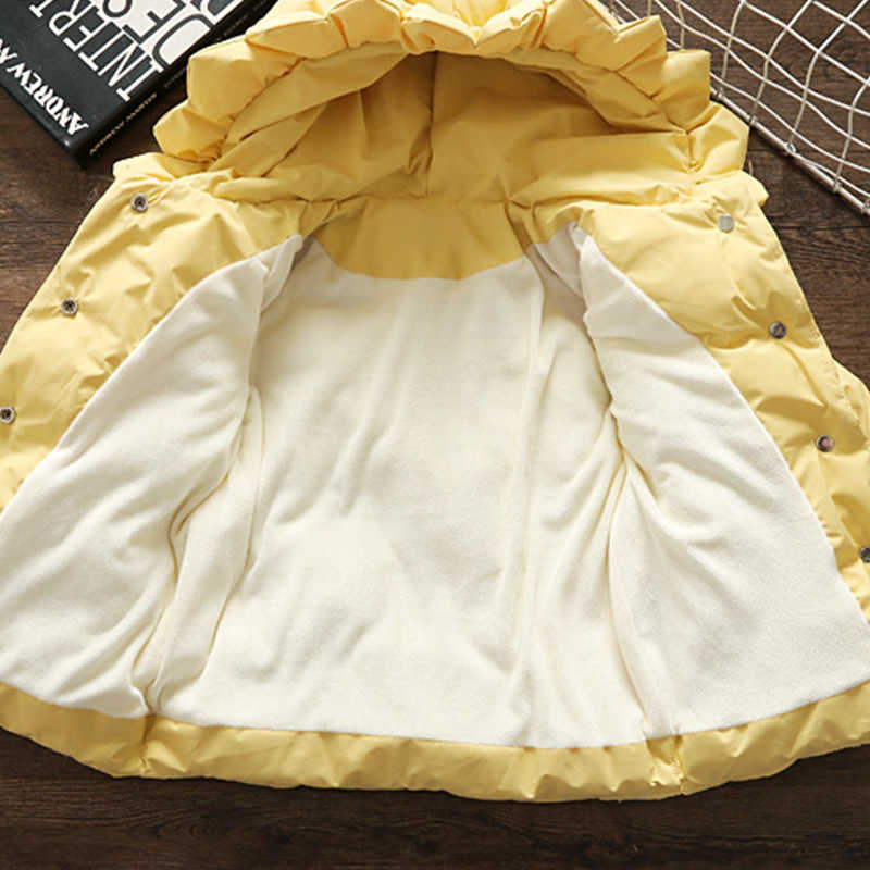 Down Coat Cute Hooded Cotton Coat For Baby Girls Solid Embroidery Warm Padded Jacket Autumn Winter Toddlers Kids Fashion Outerwear R230905