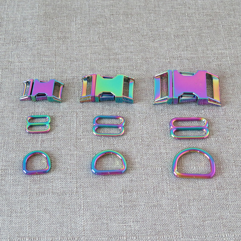 Buckles 1Set 15mm 20mm 25mm Strong Hardware Metal Straps Slider D Ring Release Belt Buckle For Pet Dog Collar Paracord Sewing Accessory 230907