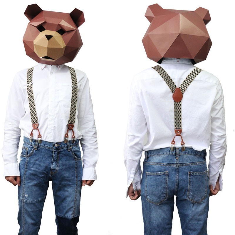 Suspenders 6 Clip Men's Suspenders Casual Fashion Unisex Braces Elegant Brown Leather Shirt Suspenders Adjustable Belt Strap Dad Gift 230907