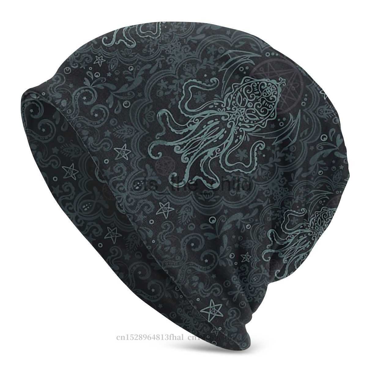 Beanie/Skull Caps Cool Bonnet Homme Winter Warm Knitted Hat Cthulhu Mythos Lovecraft Horror Great Old Ones Skullies Beanies Caps For Men Women x0907 x