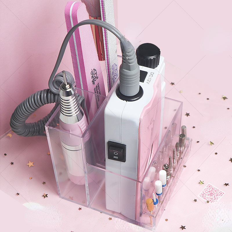 Nail Manicure Set Nail Drill Bits Storage Box Manicure Tools Professional Holder Nail Drill Bit Organizer Bits Stand Display Polish Grinder Box 230809