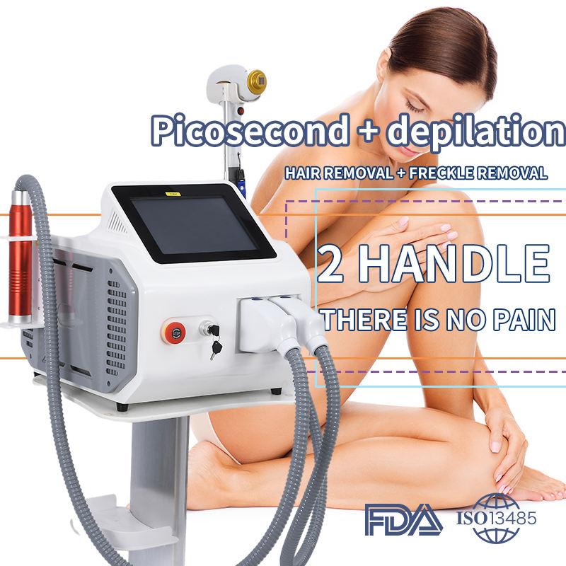 Multifunction 2 in 1 Hair/Tattoo Removal Painless machine 808 Diode Laser + Pico Skin Rejuvenation Salon for Whole Body Different Skin Types