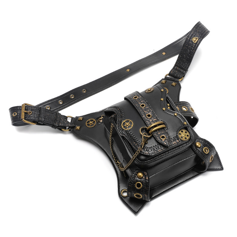 Waist Bags Chikage Euramerican Punk Locomotive Chain Bag Niche Vintage Fanny Pack Men's Y2K Style Outdoor Travel Phone Waist Pack 230907
