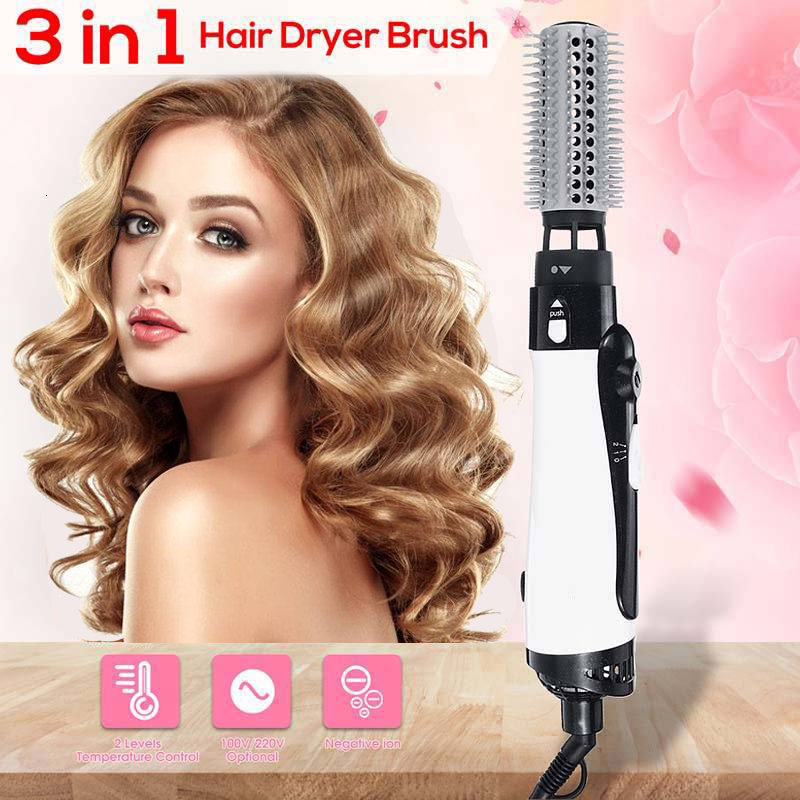 Hair Dryers Multifunctional Dryer Curling Brush Straightener Comb 1200W Rotating 3 In 1 Air Blow 230906