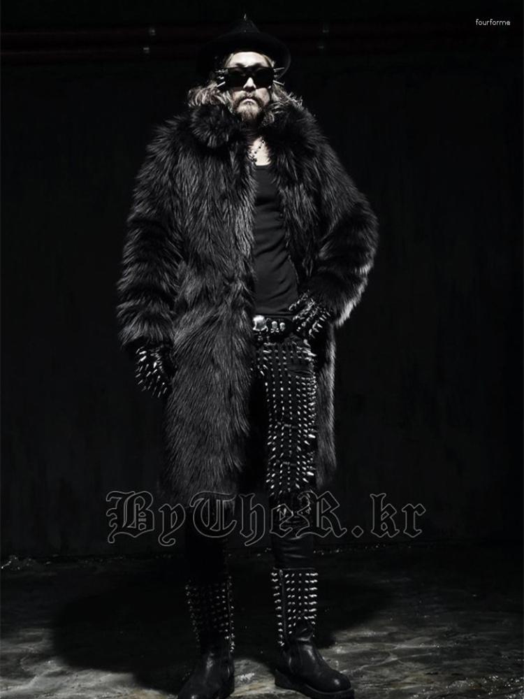 Faux Fur Winter Men's Coat Wool Blend Overcoat | Plush Warm Thick Long Jacket B4